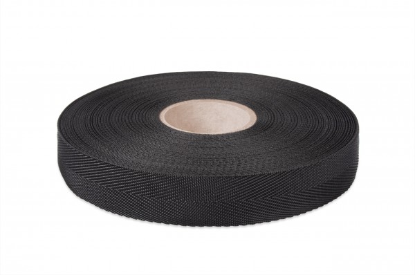 Einfassband Polypropylen Fischgrät, schwarz, 25 mm