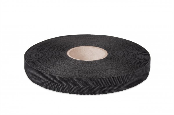 Einfassband Polypropylen Fischgrät, schwarz, 20 mm